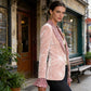 Fluwelen damesblazer met revers met luipaardprint