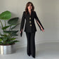 Elegante tweedelige set voor dames met blazer met gesplitste mouwen en broek