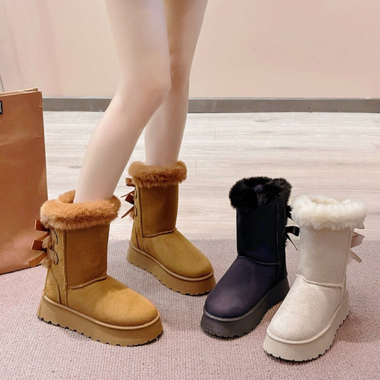 Damesplatformschoenen met strikdetail
