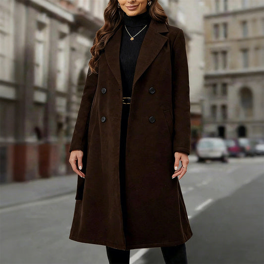 Klassieke trenchcoat voor dames met dubbele knoopsluiting en riem