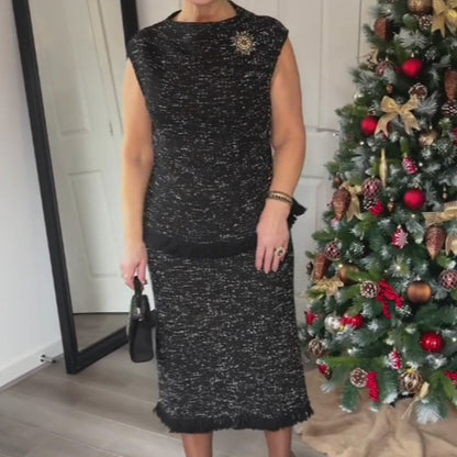 Elegante mouwloze blouse en rok voor dames, 2-delige set