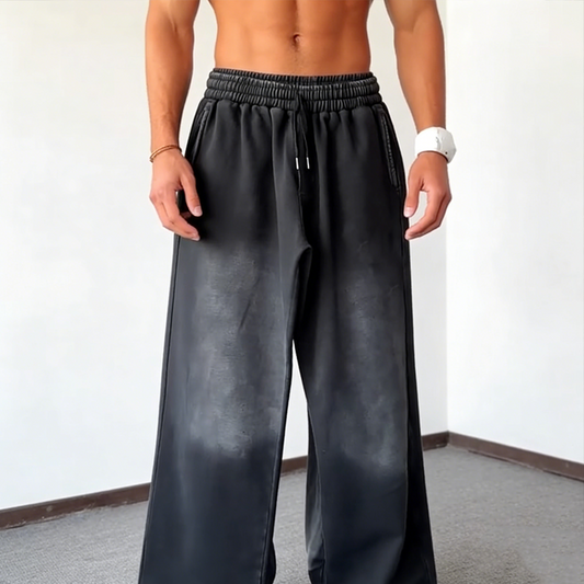 Heren casual broek met wijde pijpen en trekkoord