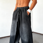 Heren casual broek met wijde pijpen en trekkoord