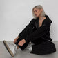 2-delige set voor dames: hoodie met rits en stippen en broek