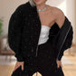2-delige set voor dames: hoodie met rits en stippen en broek
