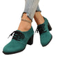 Vrouwen Oxford-schoenen met vetersluiting en blokhak