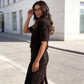 Elegante top met strikdetail & paillettenrok-set