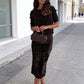 Elegante top met strikdetail & paillettenrok-set