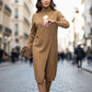 Chique asymmetrische jurk met col en split voor dames