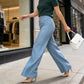 Hoge taille glitter broek met rechte pijpen