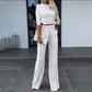 Dames Twee-delige Set: Elegante Crop Top & Wijde Broek