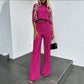 Dames Twee-delige Set: Elegante Crop Top & Wijde Broek