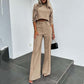 Dames Twee-delige Set: Elegante Crop Top & Wijde Broek