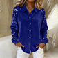 Dames shirt met lange mouwen en knoopsluiting en pailletten