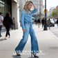Damespyjama-set in denimlook van zacht, elastisch materiaal
