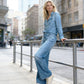 Damespyjama-set in denimlook van zacht, elastisch materiaal