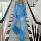 Damespyjama-set in denimlook van zacht, elastisch materiaal