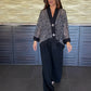 Dames V-hals sequin vest & wijde broek 2-delige set