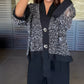 Dames V-hals sequin vest & wijde broek 2-delige set