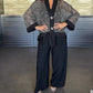 Dames V-hals sequin vest & wijde broek 2-delige set
