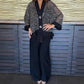 Dames V-hals sequin vest & wijde broek 2-delige set
