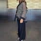 Dames V-hals sequin vest & wijde broek 2-delige set
