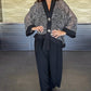 Dames V-hals sequin vest & wijde broek 2-delige set