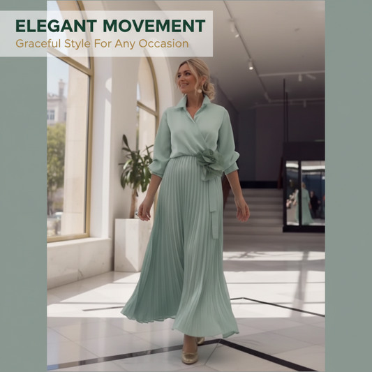 Elegante plooirok maxi-jurk met bloemenprint in de taille