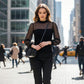 Transparante top met faux parels en lantaarnmouwen