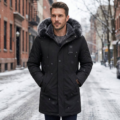 🔥 Nieuw Binnen – Nu 50% KORTING! 🧥 Winddichte Heren Thermische Parka met Capuchon – Halflange Warme Jas voor Comfortabele Bescherming in de Winter