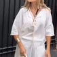 Casual set voor dames met oversized shirt en wijde broek