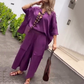 Casual set voor dames met oversized shirt en wijde broek