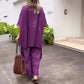 Casual set voor dames met oversized shirt en wijde broek