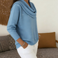 Sparkle Cowl Neck Top met Lange Mouwen