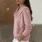Sparkle Cowl Neck Top met Lange Mouwen