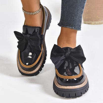 Elegante loafers met strik en dikke hak voor dames