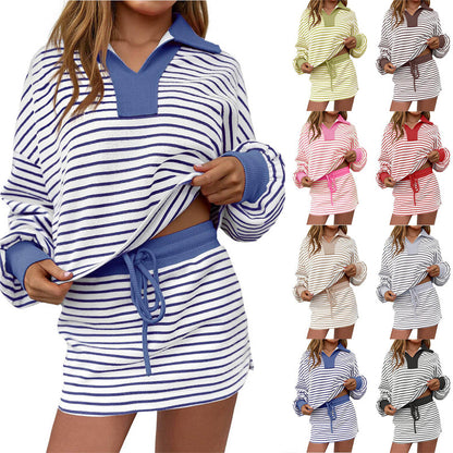 Gestreepte tweedelige minirok set voor dames