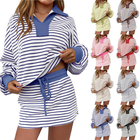 Gestreepte tweedelige minirok set voor dames