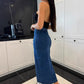 Stijlvolle denim bodycon rok met knoopsluiting en split