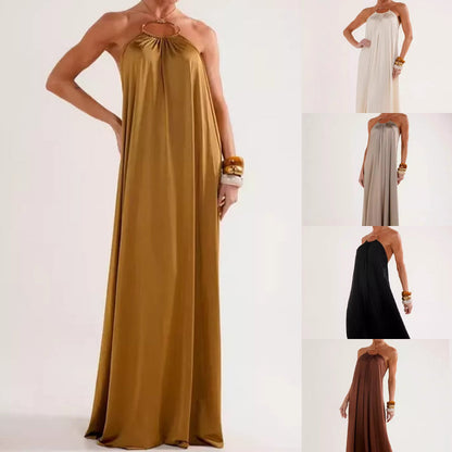 Elegante halternek maxi-jurk met open rug voor dames