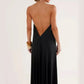 Elegante halternek maxi-jurk met open rug voor dames