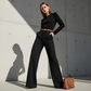 Hoge taille, wijde broek voor dames
