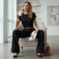 Hoge taille, wijde broek voor dames