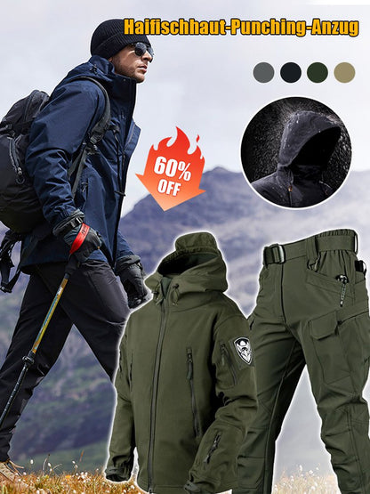 Outdoor verdikte thermische jas Bergbeklimmers softshell jas en broek tweedelige set