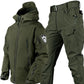 Outdoor verdikte thermische jas Bergbeklimmers softshell jas en broek tweedelige set