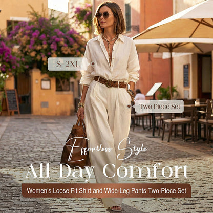 🏷️Tijdloze Dames Set met Blouse & Wijde Broek – Comfortabel en Verzorgd | 50% Korting