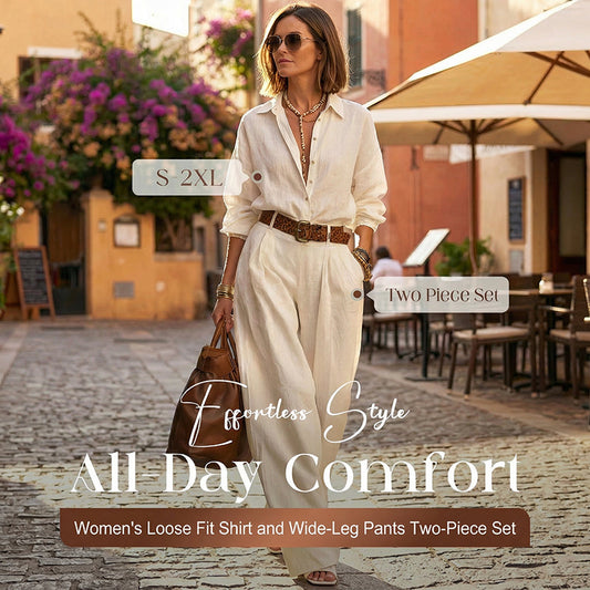 🏷️Tijdloze Dames Set met Blouse & Wijde Broek – Comfortabel en Verzorgd | 50% Korting