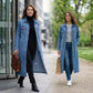 📢📢49% KORTING !!!⏰Casual lange denimjas met knopen voor dames