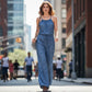 Dames mouwloze jumpsuit met trekkoord in de taille voor de zomer