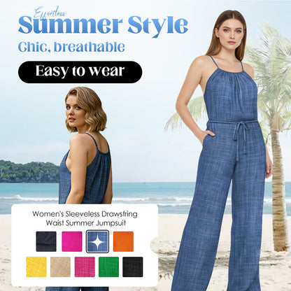 Dames mouwloze jumpsuit met trekkoord in de taille voor de zomer